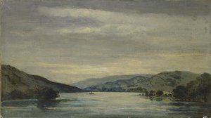 Coniston Water, 1838 (olje på kvernbrett, montert som tegning)